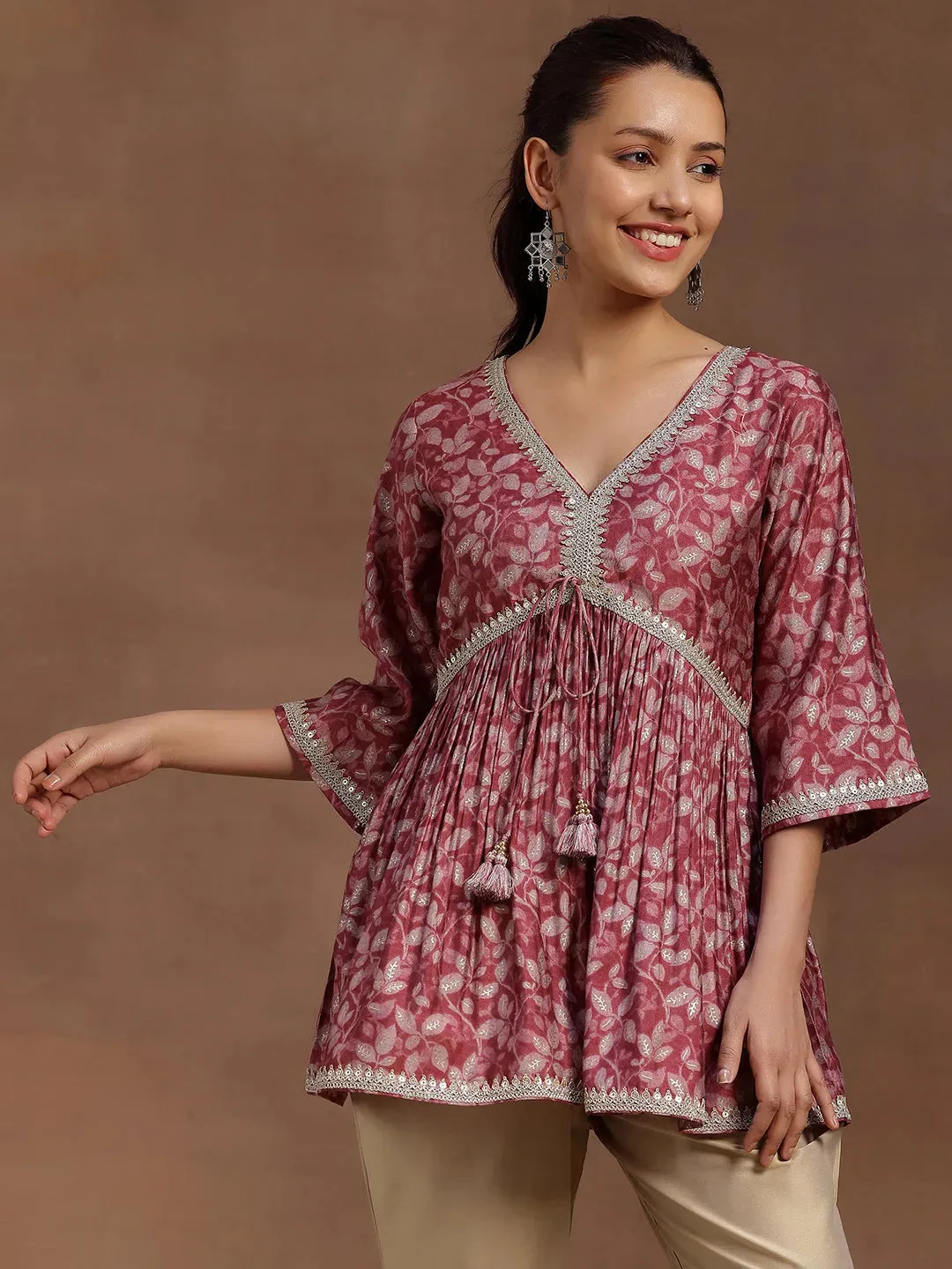 29159.Main_07797eca-e438-461f-b7cb-d391de85d334.webp Pink Printed Silk Blend A-line Kurti - Image 1
