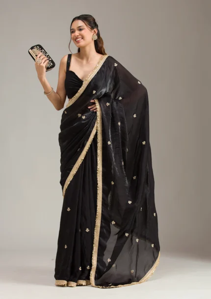 Black Stonework (Gold) Georgette Saree