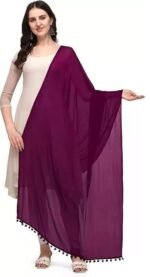 Women's Solid Plain Dupatta/Skarf/Stall/Hijab Size 2.25 Meters With Pom Pom Lace Daily Use For Women/Girls