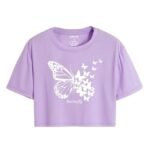 Womens Cotton Blend Butterfly Printed T-Shirt