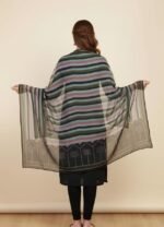 Elegant Striped Dupatta with Palm Tree Border Design, Multicolor Soft Silk dupatta for Women - Image 2