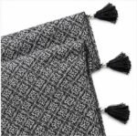 Black & White Geometric Print Scarf with Tassel Trim - Image 2